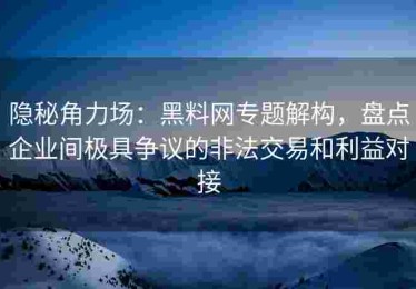 隐秘角力场：黑料网专题解构，盘点企业间极具争议的非法交易和利益对接