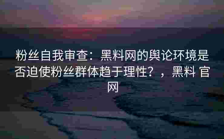 粉丝自我审查：黑料网的舆论环境是否迫使粉丝群体趋于理性？，黑料 官网