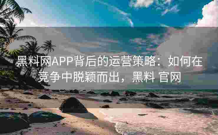 黑料网APP背后的运营策略：如何在竞争中脱颖而出，黑料 官网